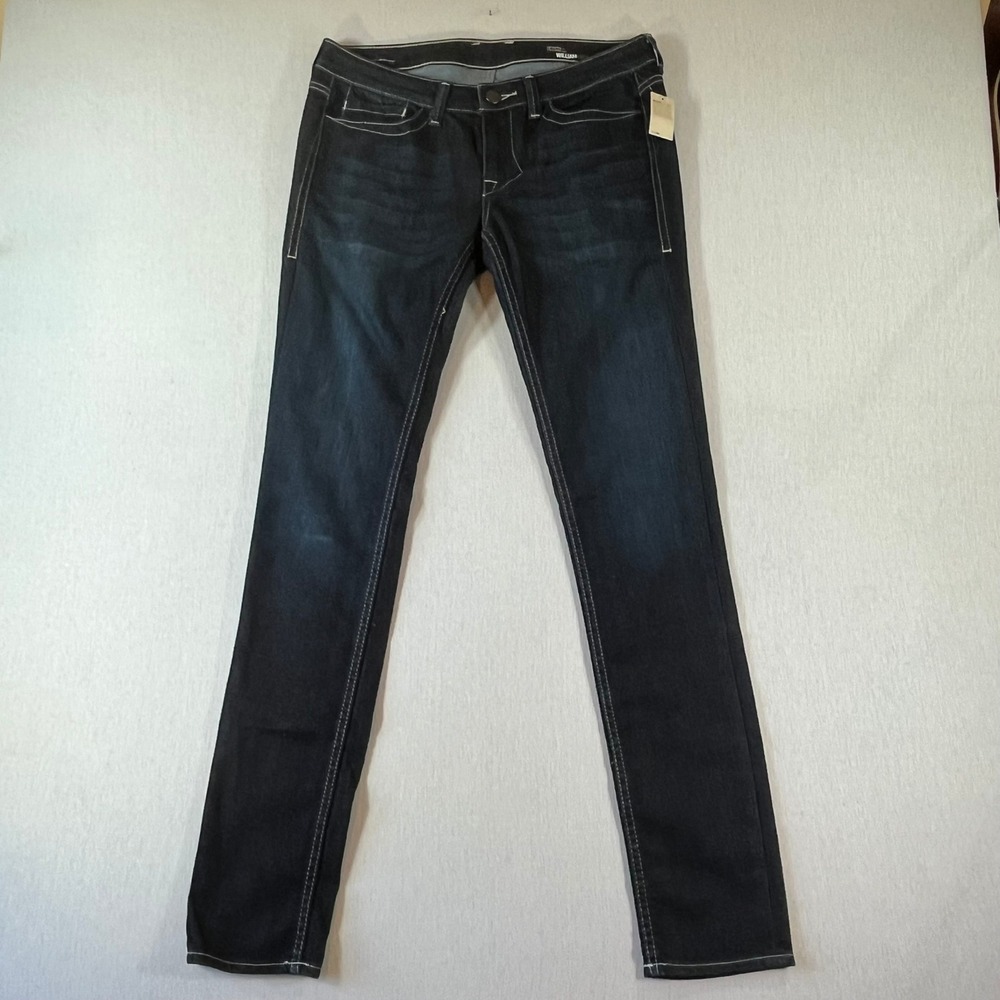 NEW William Rast Jeans 29 Jerri Ultra Skinny Dark Wash White Stitching 33" Ins